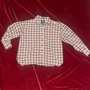 Dockers Women’s Red/Cream Checkered Plaid Cotton Flannel Shirt Size Medium